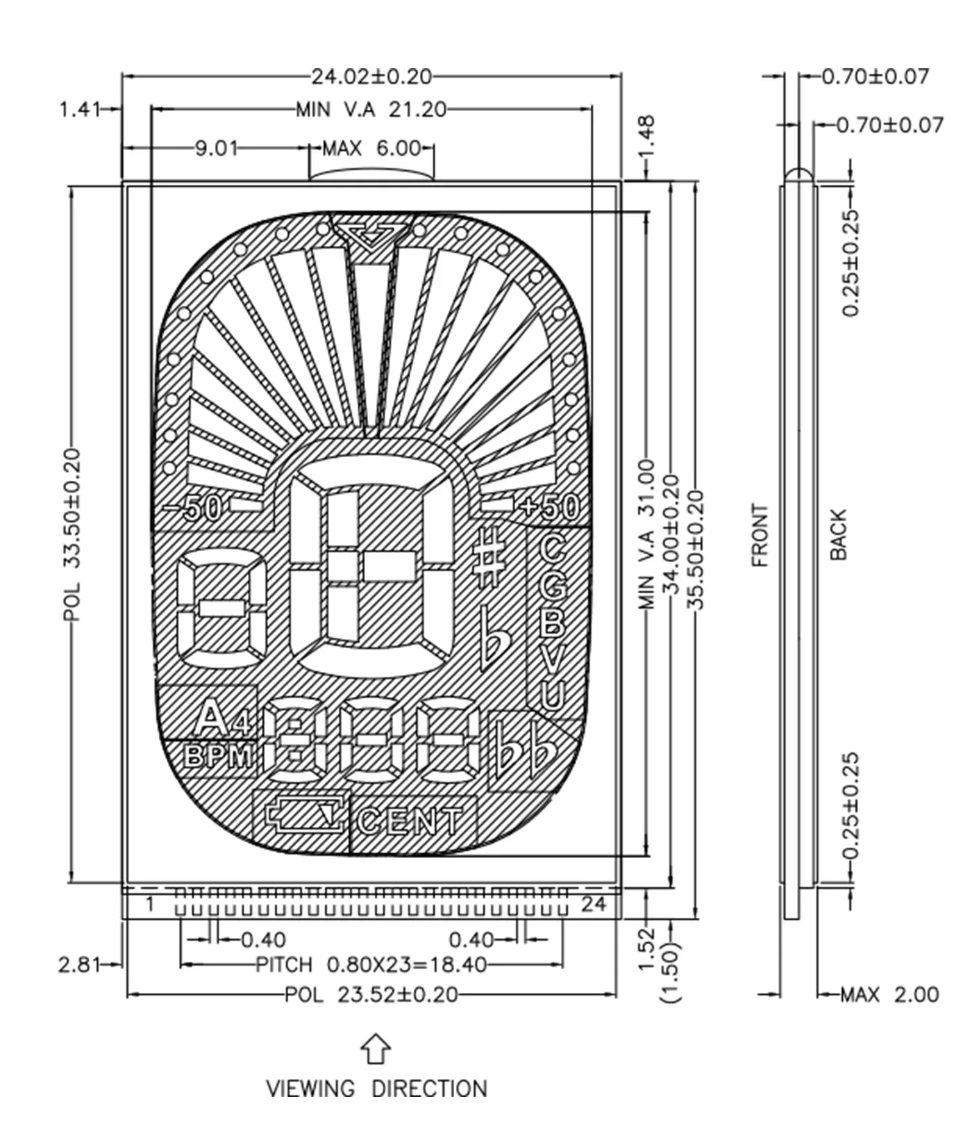 Custom  7 segment lcd display screen (15
