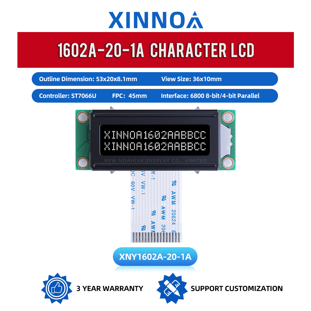 DFSTN Black Film 1602A-20-1A LCD Module 1602 ST7066U Support Scheme Development 2*16 Monochrome Screen