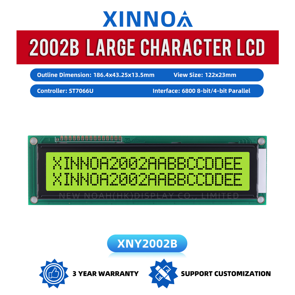 Yellow Green Film 2002B Character LCD Module Display Screen 02*20 LCD ST7066U Double Row Interface Module