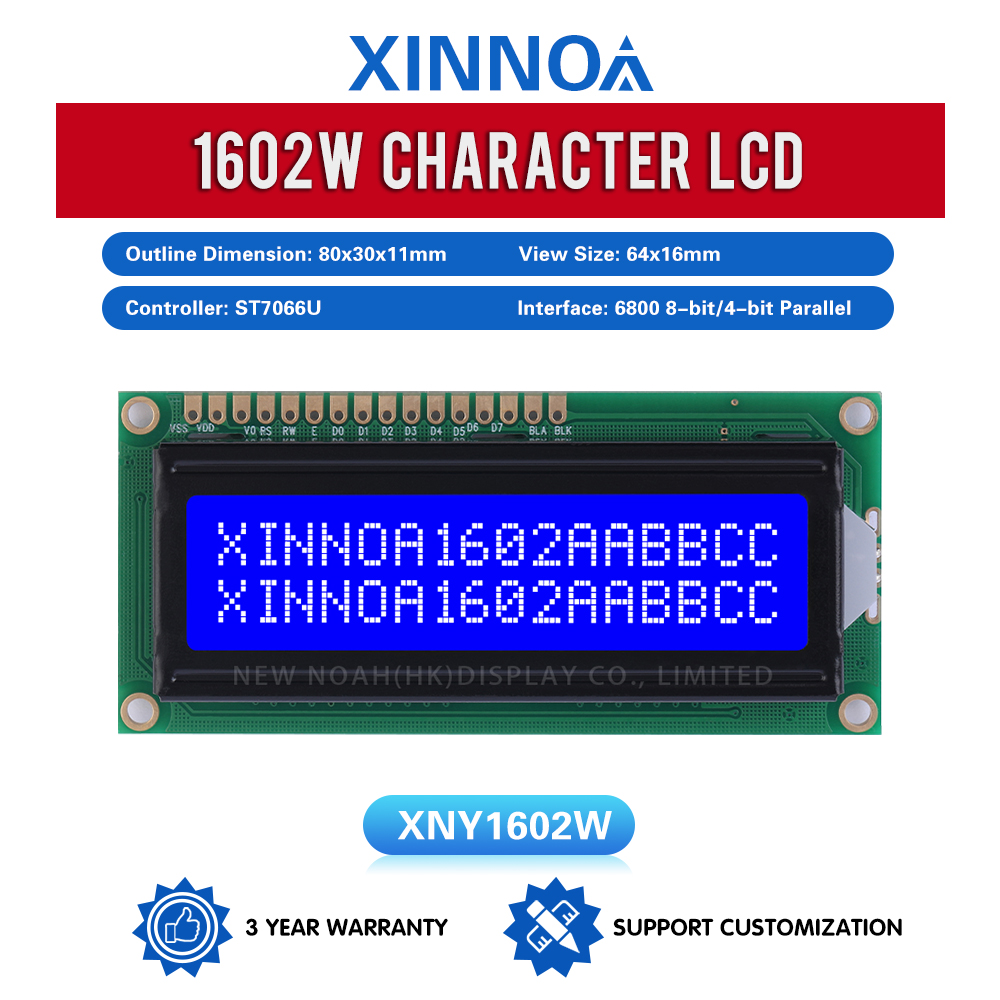 Blue Film White Letters 1602W Multiple Word Libraries 02*16 LCD Interface 16PIN Liquid Crystal Display