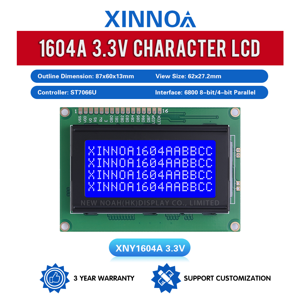 Blue Film White Letters 1604A 3.3V Character LCD Module Display Screen 16PIN Stable Supply Of Goods