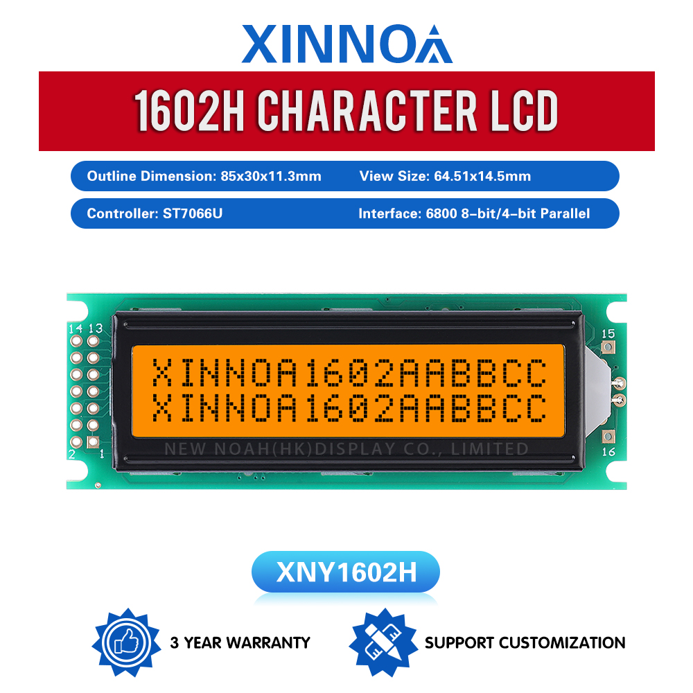 Gray Film 1602H LCD Display Screen ST7066U 14PIN Dual Row Interface Quality Assurance