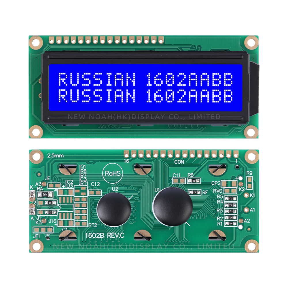 Russian Blue Film White Letters 1602B REV.C Side Backlight Multiple Font Character Screen LCD Module - Image 3