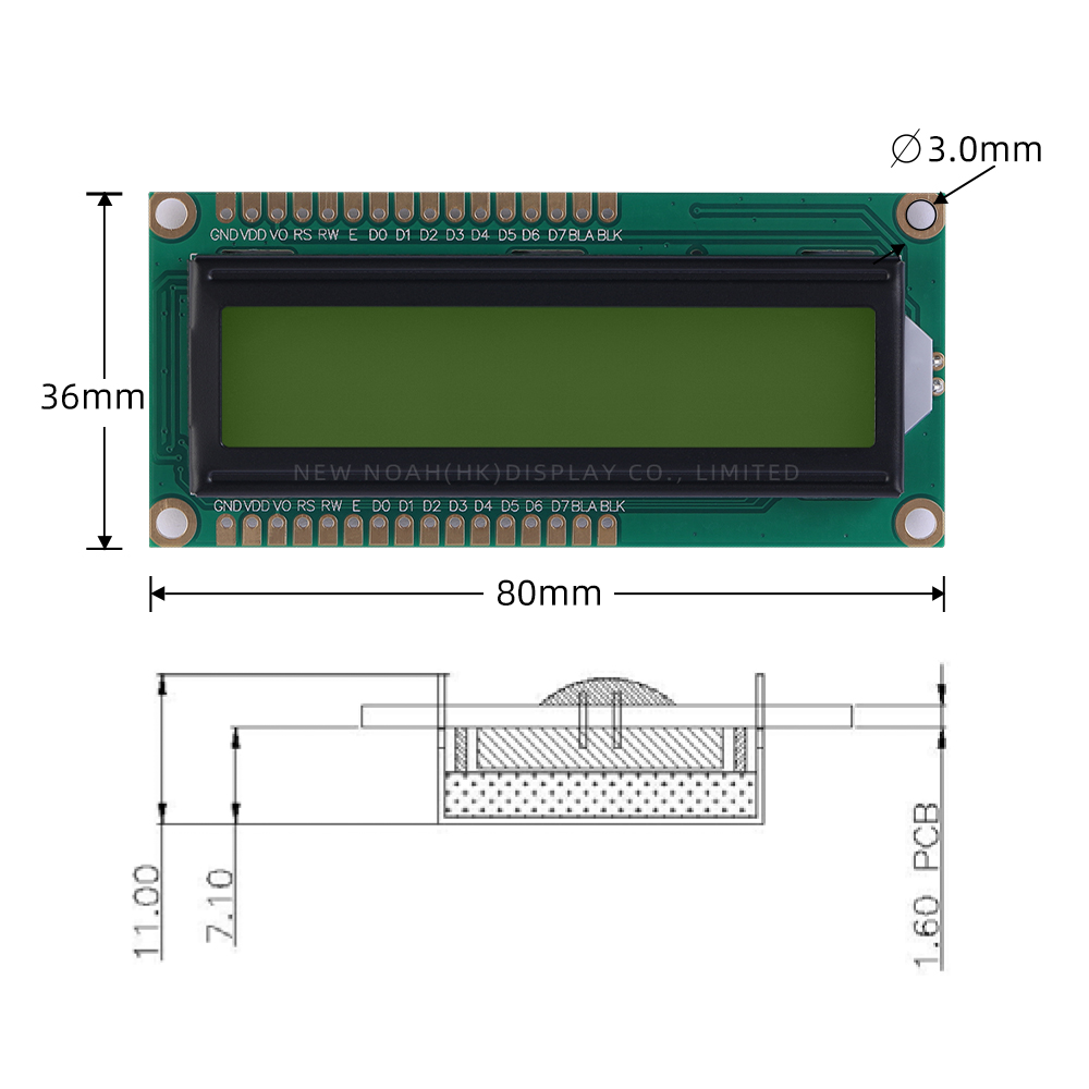 Russian Yellow Green Film 1602A-13 Character Dot Matrix Screen 02X16 Dot Matrix Character - Image 4