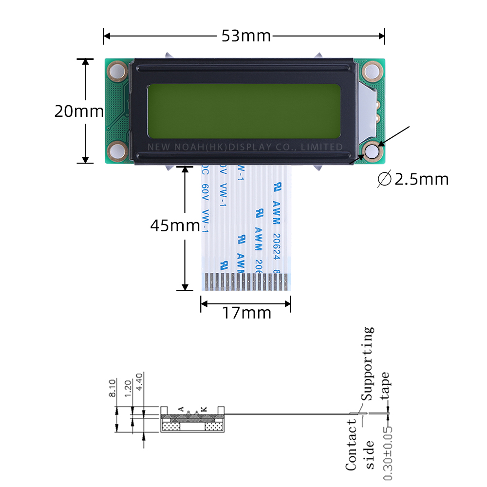 Russian Yellow Green Film 1602A-20-1A Character Dot Matrix Screen FPC25MM Multilingual Module LCD Module - Image 4