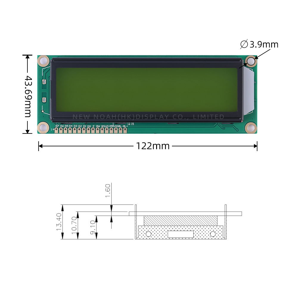 Russian Yellow Green Film 1602B 16X2 Dot Matrix Character 3.6 Inches Large Character LCD Screen - Image 4