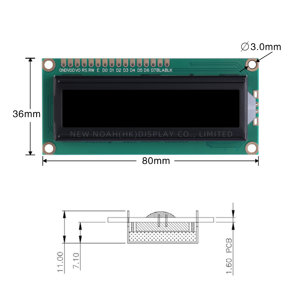 BTN Black Film 1602A Character Display Screen 1602 16 PIN ST7066 Multi Language Module COB LCD Module - Image 4