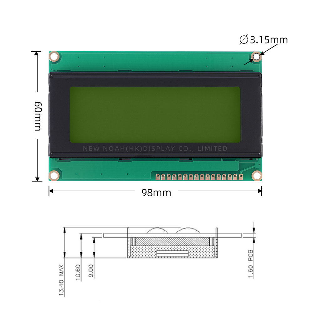 Russian Yellow Green Film 2004K ST7066U Wide Angle Intelligent Electronic LCD Module - Image 4