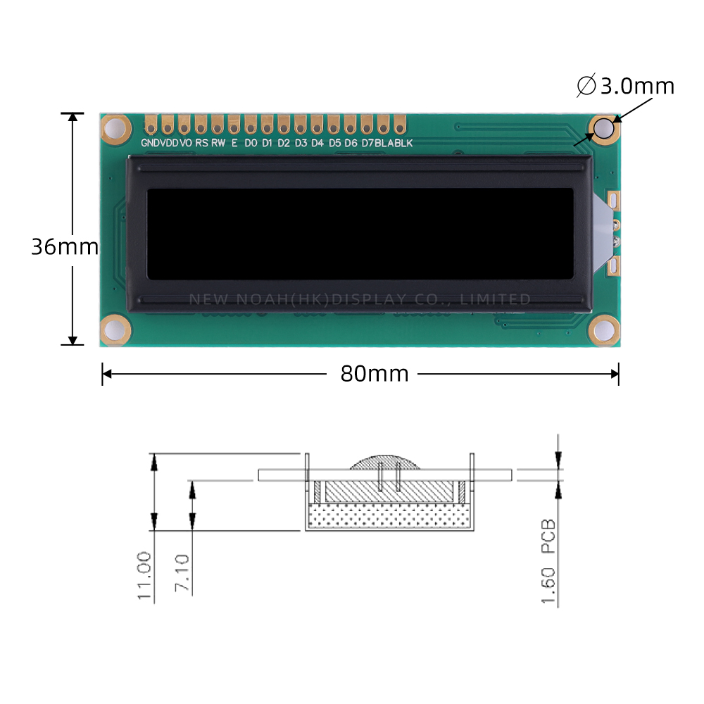 BTN Black Film 1602A 3.3V LCD Dot Matrix Screen 2*16 LCD1602A ST7066U Multiple Font Character Screen - Image 4