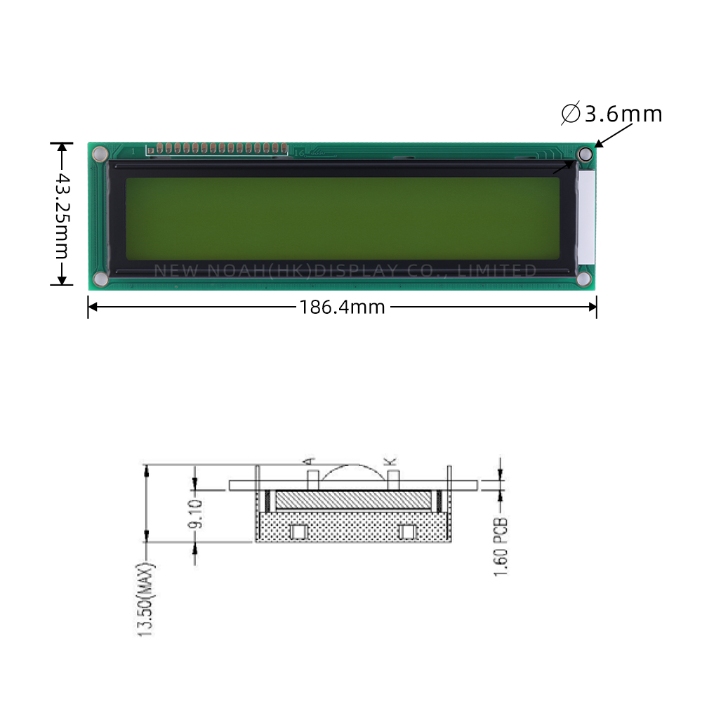 Yellow Green Film 2002B Character LCD Module Display Screen 02*20 LCD ST7066U Double Row Interface Module - Image 4