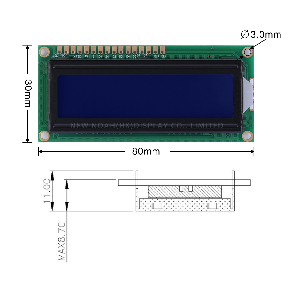 Blue Film White Letters 1602W Multiple Word Libraries 02*16 LCD Interface 16PIN Liquid Crystal Display - Image 4