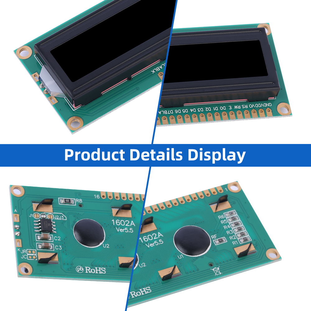BTN Black Film 1602A 3.3V LCD Dot Matrix Screen 2*16 LCD1602A ST7066U Multiple Font Character Screen - Image 5
