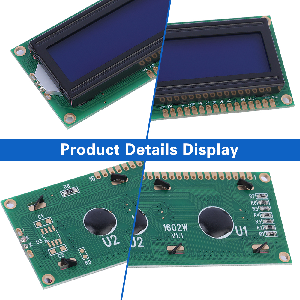 Blue Film White Letters 1602W Multiple Word Libraries 02*16 LCD Interface 16PIN Liquid Crystal Display - Image 5
