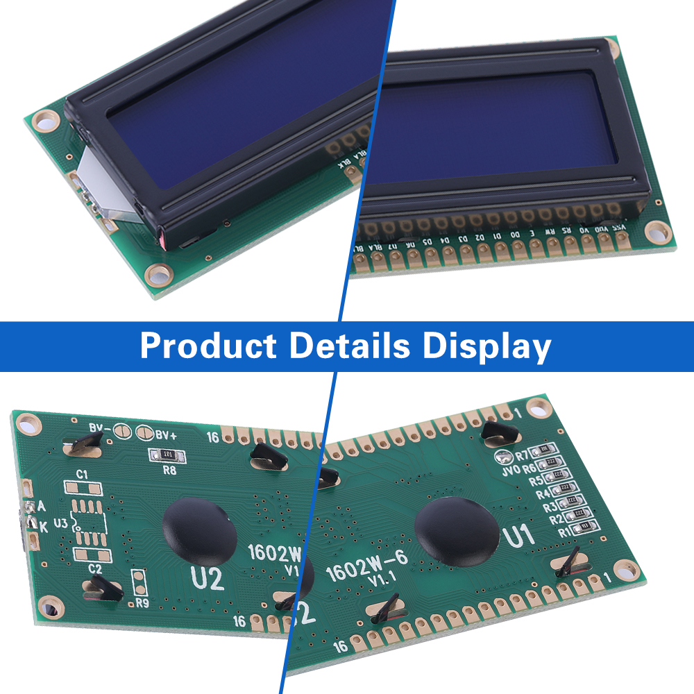 Blue Film White Letters 1602W-6 Double Row 16PIN Double Row LCD Screen 64*16MM AIP31066L LCD Module - Image 5