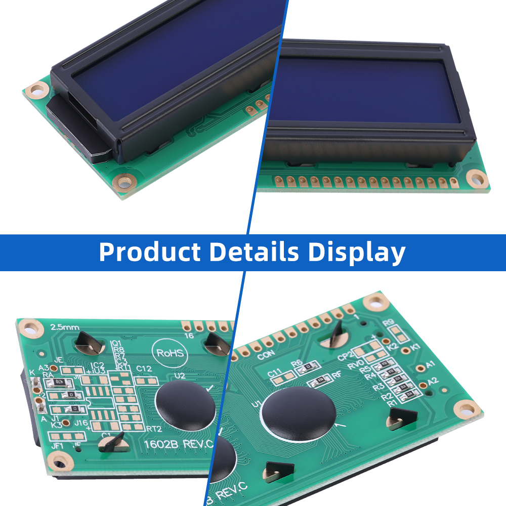 Russian Blue Film White Letters 1602B REV.C Side Backlight Multiple Font Character Screen LCD Module - Image 5