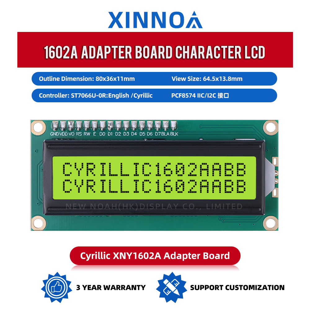 Cyrillic Yellow Green Film 1602A IIC Adapter Board Monochrome Screen Liquid Crystal Display