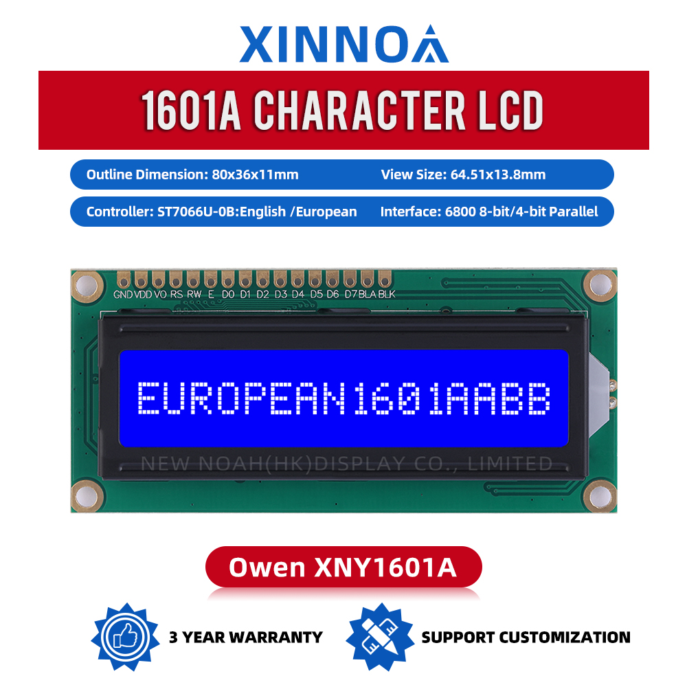 European Blue Film White Letters 1601A Character Dot Matrix Screen ST7066 Support Scheme Development
