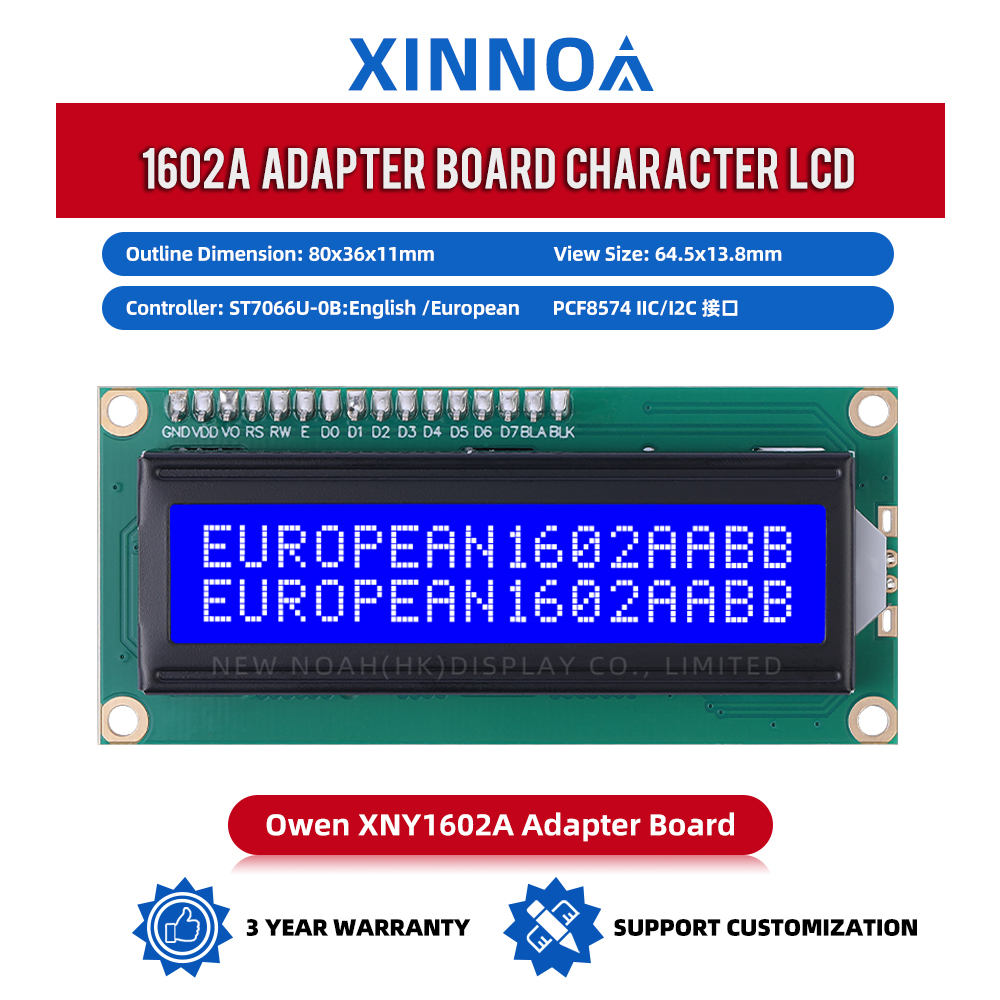 European Blue Film White Letters 1602A IIC Adapter Board Multiple Languages Character Display Screen