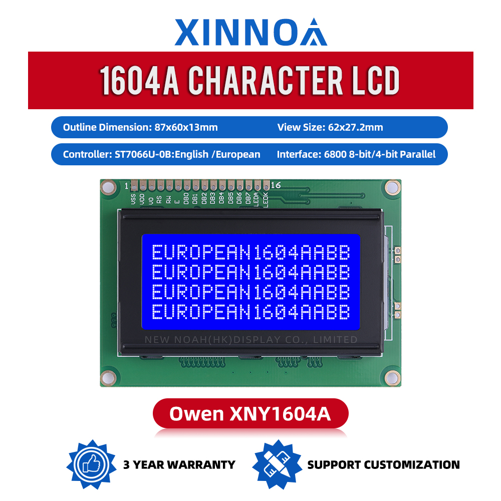 European Blue Film White Letters 1604A Multiple Word Libraries LCM LCD Display Screen ST7066U