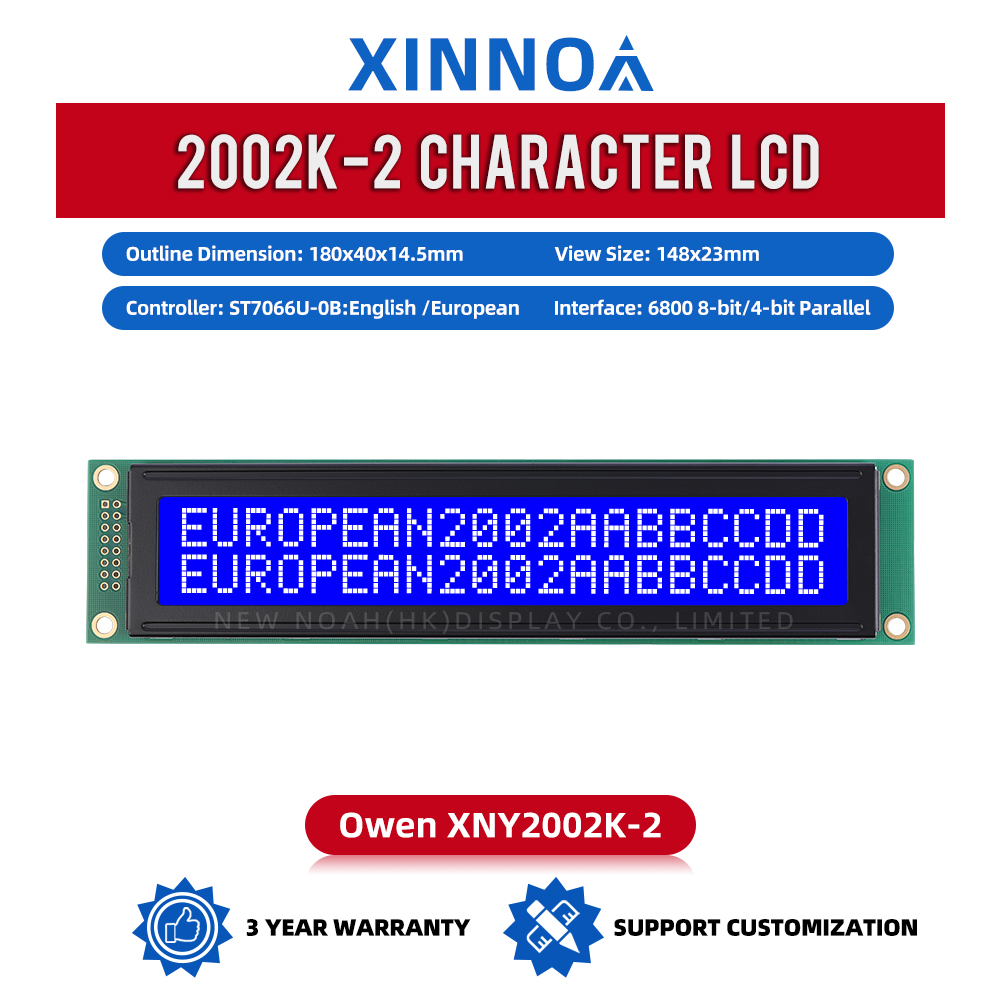 European Blue Film White Letters 2002K-2 ST7066U Font Screen Character LCD Display