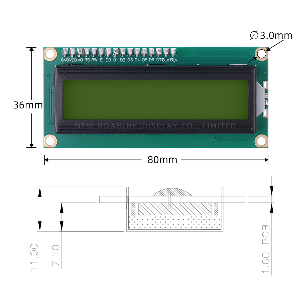 Cyrillic Yellow Green Film 1602A IIC Adapter Board Monochrome Screen Liquid Crystal Display - Image 4