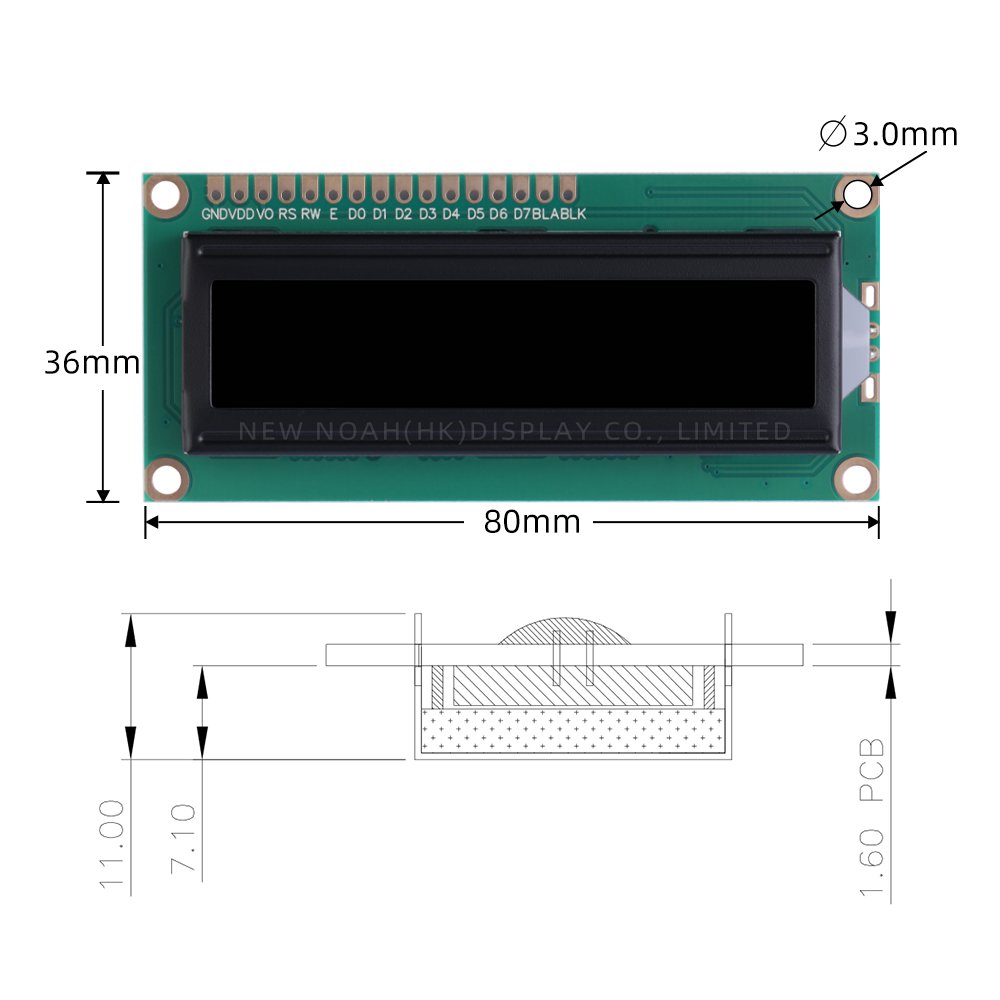 Cyrillic BTN Black Film 1602A Character LCD Module ST7066 80*36Mm Multiple Font Character Screen - Image 4