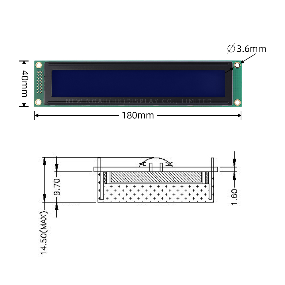 European Blue Film White Letters 2002K-2 ST7066U Font Screen Character LCD Display - Image 4