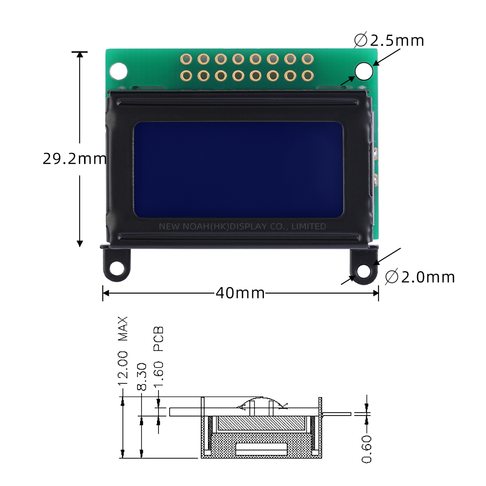 Persian Blue Film White Letters 0802C Dot Matrix Screen Ultra Small Module LCM - Image 4