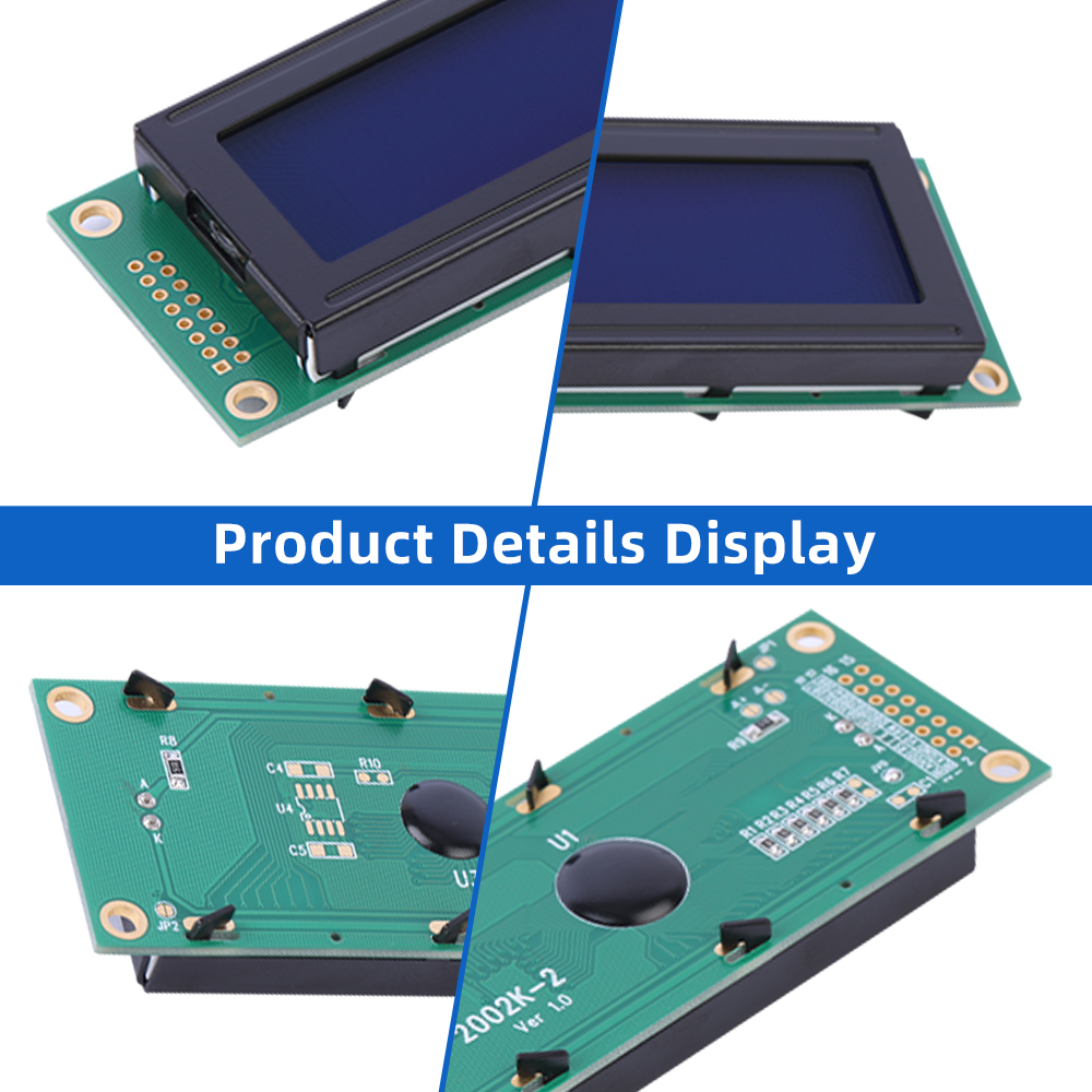 European Blue Film White Letters 2002K-2 ST7066U Font Screen Character LCD Display - Image 5
