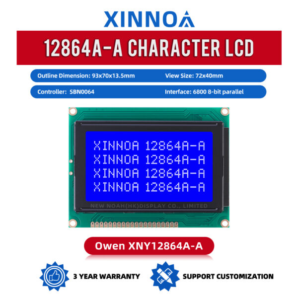 Blue Film 12864A-A Working Temperature  LCD Display With Backlight 20PIN 5V Parallel Port 12864 Panel