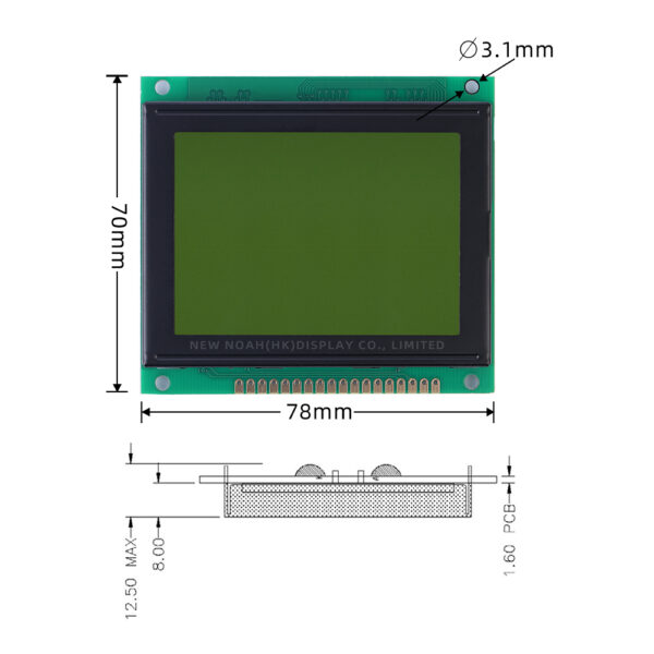 Yellow Green Film Supports 5V And 3.3V Optional 128X64 Dots LCD Module Display With Backlight SBN0064 - Image 4