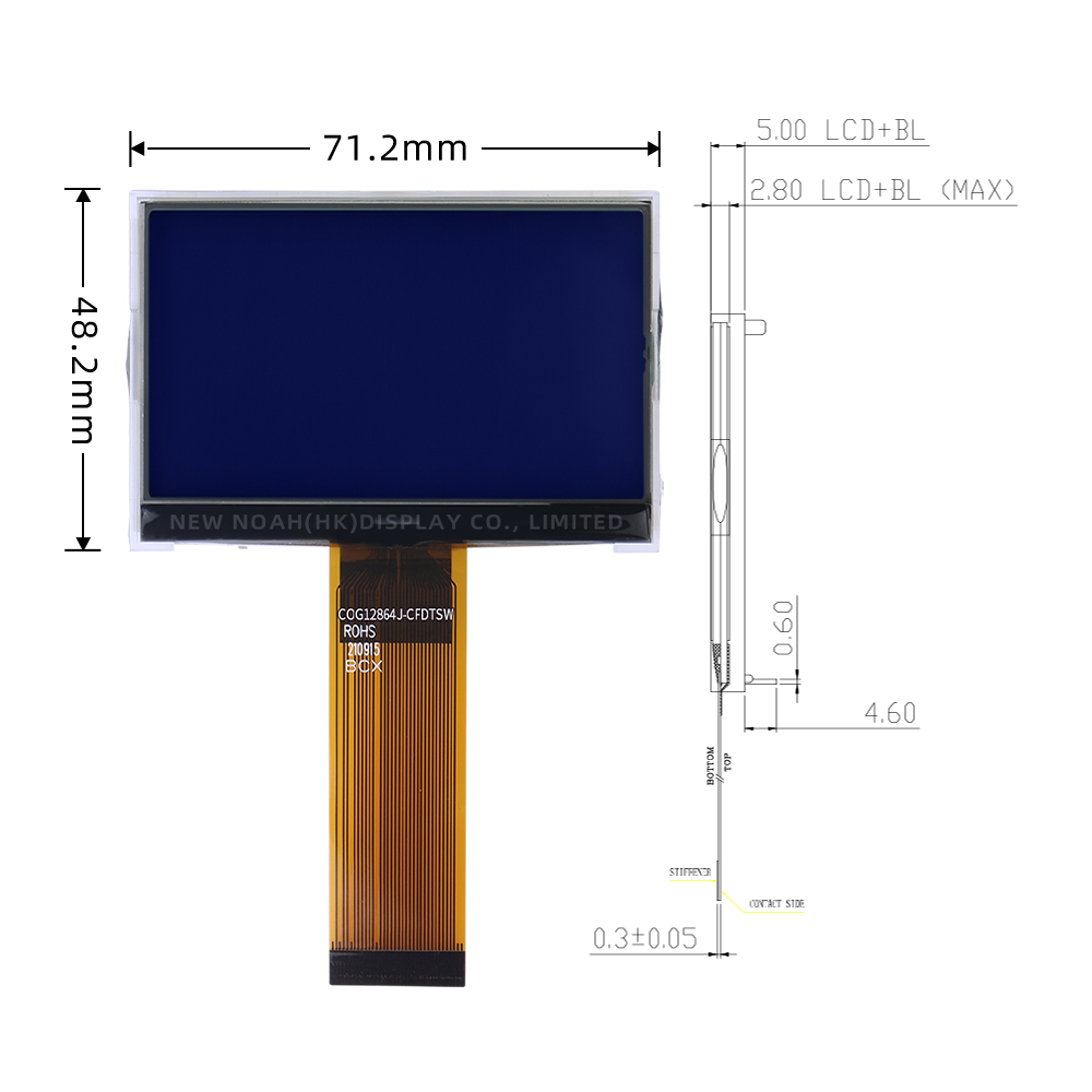 Blue Film COG12864J-CFDTSW Screen Display Graphic Cog Fog LCD With LED Backlight - Image 4