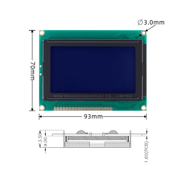 Blue Film 12864A-A Working Temperature  LCD Display With Backlight 20PIN 5V Parallel Port 12864 Panel - Image 4