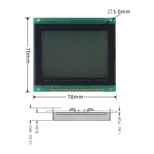 Grey Film 12864C-3 128*64 20PIN Parallel Port 78*70MM LCM Module Multilingual Module SBN0064 Control - Image 4