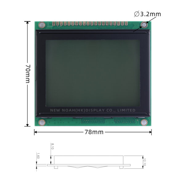 Grey Film LCM12864M-1 WiStar 20P LCD Display Screen STN 6800 Parallel 93X70MM Controller ST7920 - Image 4